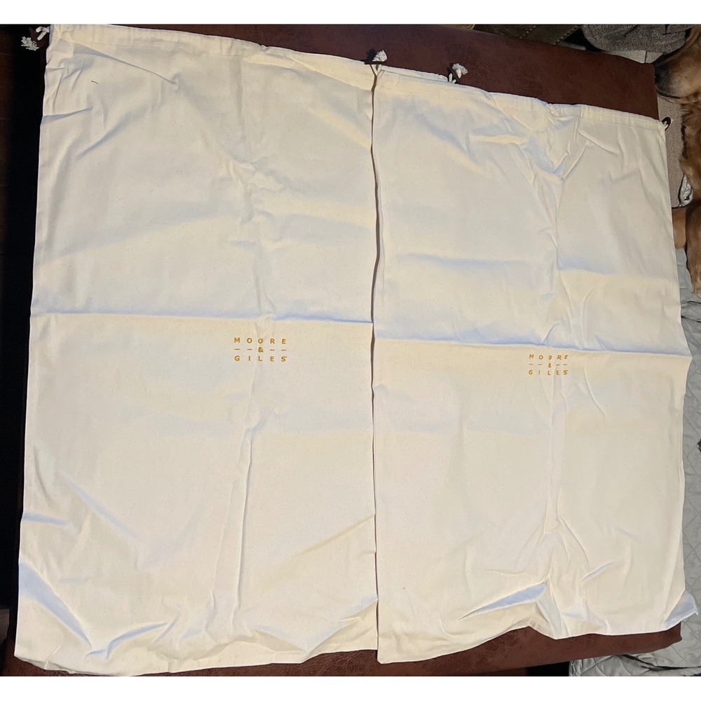 Moore & Giles Set‎ of 2 Large Canvas Drawstring Storage Bags Dust Bags